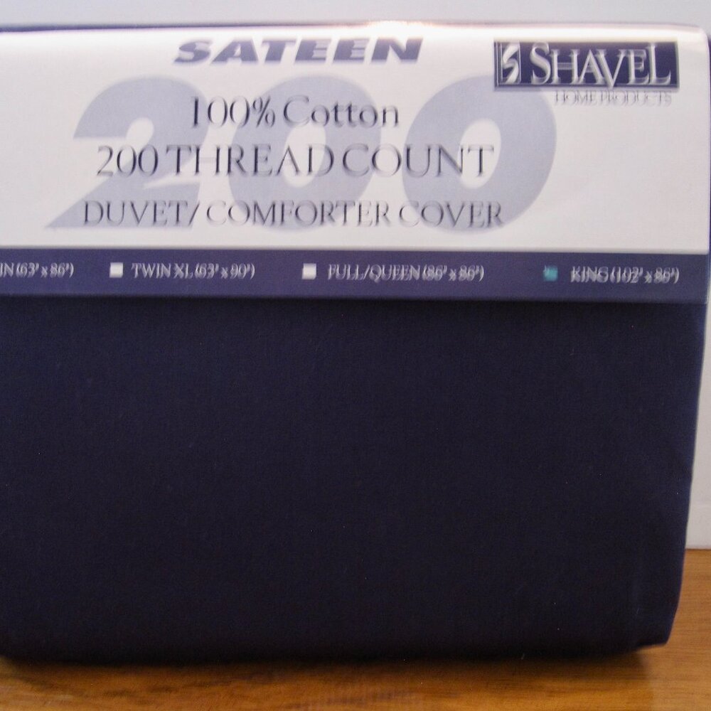Vintage Shavel King Size Duvet Cover Navy Blue Cotton Sateen New in Package
